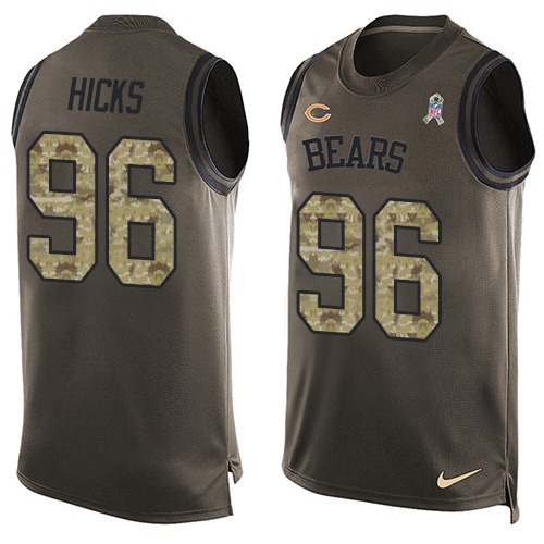 Men's Limited Akiem Hicks Nike Jersey Green - #96 Salute to Service Tank Top NFL Chicago Bears